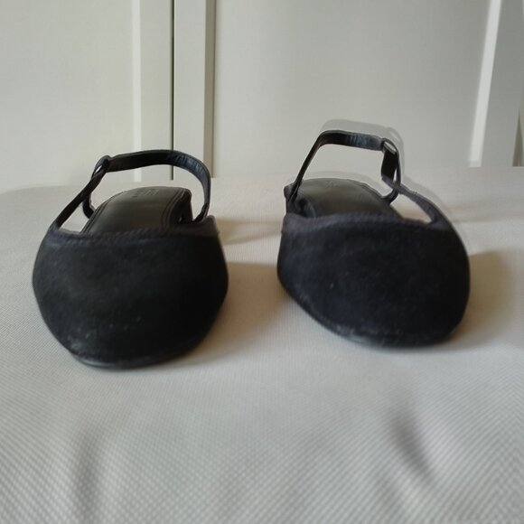 Black Vegan Suede low-heel slingback pumps, NEW size 9 fits small - Picture 10 of 14